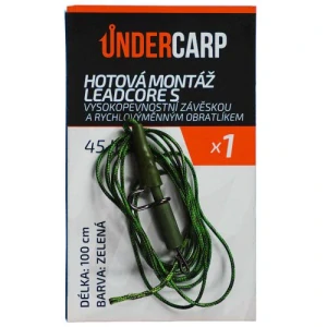 Hotová montáž leadcore s vysokopevnostní závěskou a rychlovýměnným obratlíkem 45 lbs / 100 cm zelená