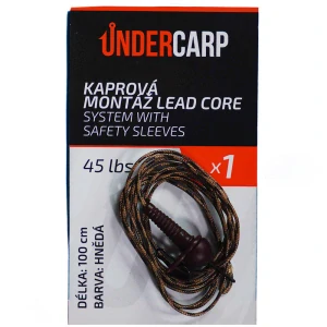 Kaprová montáž Lead Core System With Safety Sleeves 45 lbs / 100 cm hnědá