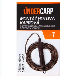 Hotová kaprová montáž s bezpečnostní závěskou a pojistným kolíkem – hnědá / zelená