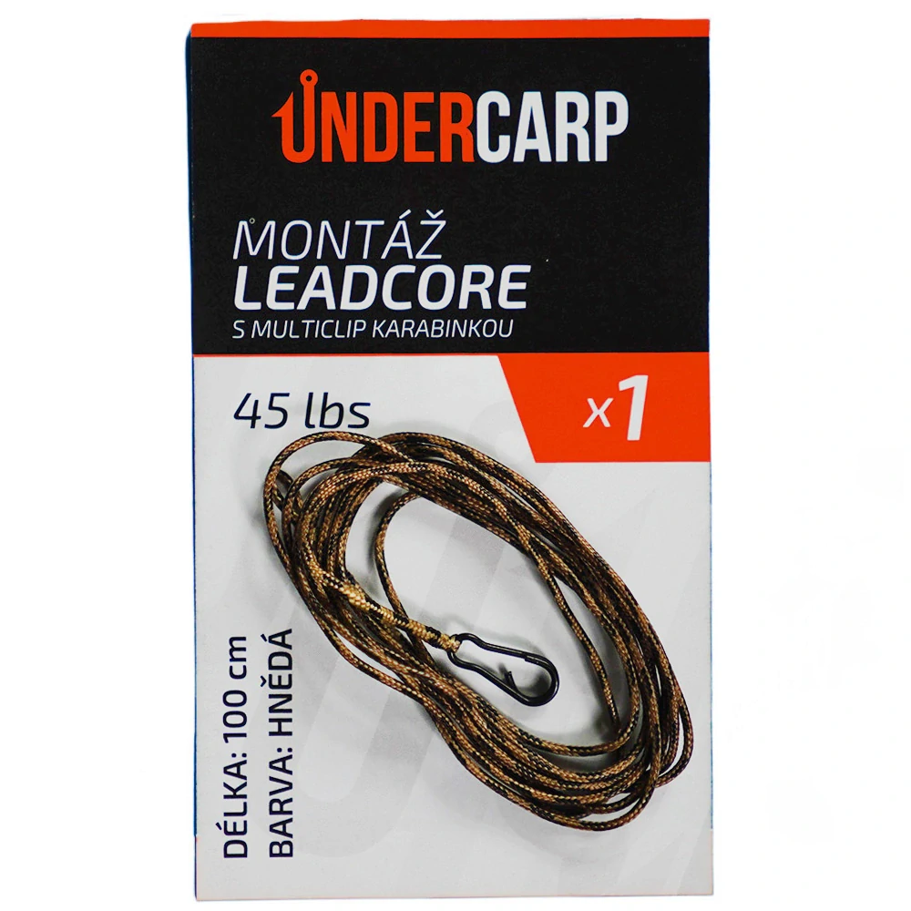 Montáž z leadcoru s multiclip karabinkou – hnědá / zelená
